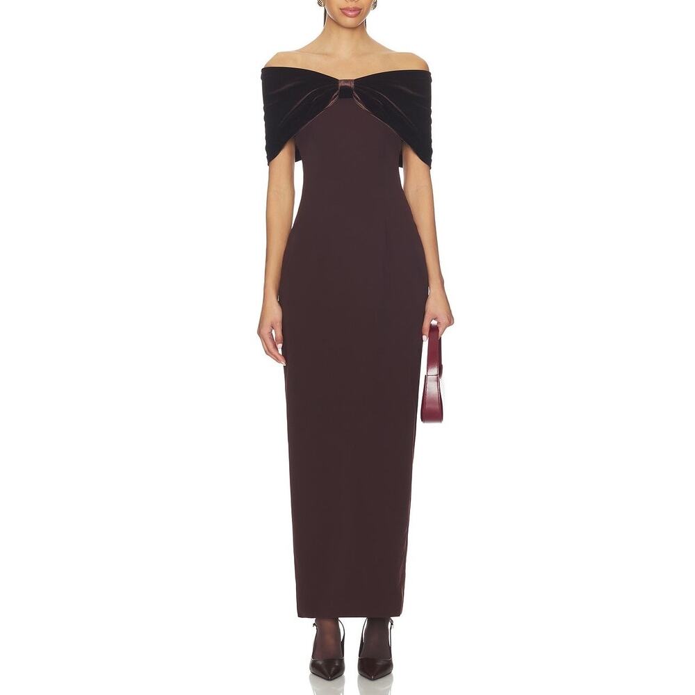 Sonya Moda NWT Belluno Bow Maxi Dress Chestnut Sz 8 Formal